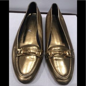 Gold Leather Loafers